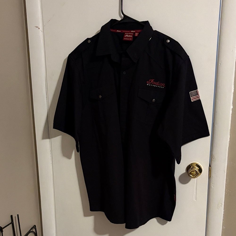 Indian Motorcycle Black Men's Casual Shirt 2XL NWOT